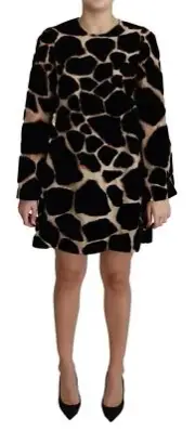 Dolce & Gabbana Chic Giraffe Print Shift Mini Women's Dress Authentic