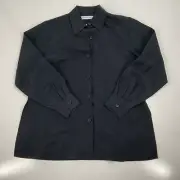 NWT Preston & York￼ Button Up Blouse Black Embroidered Leaves Split Hem Silk M
