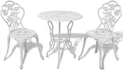 3 Piece Bistro Set Cast Aluminium White, Garden Furniture Sets