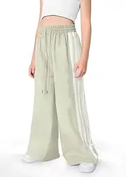 [IIMMER] Girls Baggy Side Striped Bowknot Y2K Track Pants Elastic Drawstring Waist Streetwear Long Wide Leg Trousers 5-14Y