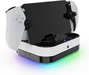 Generic for PS5 Dual Charging Station LED Indicator & RGB Light Controller Charger Stand with Cables Dual Charging Dock for 5 DualSense Controller & PS Portal