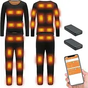 [IMYOGI] Cozy Electric Heated Underwear Set, 3 Heating Level 28 Heated Zones Thermal Baselayer Shirt Pant Smart APP for Men Women