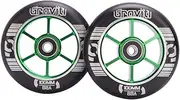 GRAVITI One Pair 100mm Pro Stunt Scooter Wheels with ABEC-9 Bearings CNC Metal Core (2pcs) (Black-Green)