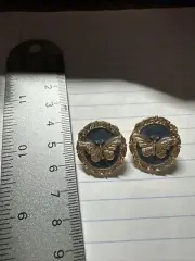Vintage Style Enamel Butterfly S925 Stud Earrings Sterling Silver Post