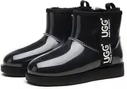[UGG AUZLAND SHEEPSKIN] Short Boots Women Cream White/Black,Boots Inner Sole Sheepskin PVC Upper Warm and Comfort