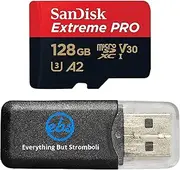 SanDisk MicroSDXC 128GB Extreme Pro Memory Card Compatible with DJI Mavic 3 Classic, Action 5 Pro, Mavic Pro Platinum (SDSQXCD-128G-GN6MA) Bundle with (1) Everything But Stromboli MicroSD Card Reader