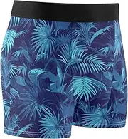 [FRODOTGV] Dark Blue Leaves Men Boxer Brief Shorts Athletic Underwear for Men Compression Boxer Para Hombre