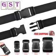 1/5x Black Plastic Side Quick Release Buckle Clip Cord Strap Fastener WebbingBag