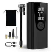 Tire Inflator Portable Air Compressor 6000 mAh Electric Air Pump for Car Tires-150 PSI Tire Pump Cordless Tire Inflation with Pressure Gauge Emergency Light for Car,Motor,Bike,Ball (Black)