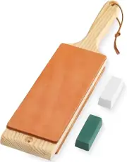 Double Sided Leather Strop Kit(14.3" X 3" Knife Stropping Leather）With Ergonomic