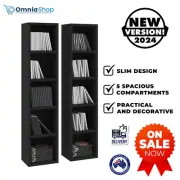 CD Cabinet 2 Pcs Tower Rack Storage DVD Media Open Shelf Display Organizer Slim