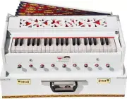 White OM Harmonium Traveler/Portable Type By Kaayna Musicals, 9 Stops, 3½ Octave