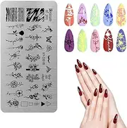 Dagslys Retro Butterfly Flowers Geometric Words Nail Art Stamping Plate - Reusable Metal Template Kit for DIY Printing, Slow Drying Polish Manicure Salon Tool