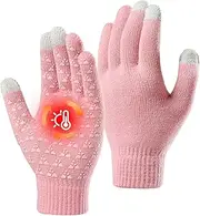 [Generic] Winter Gloves Women | Warm Knitted Non Slip Touchscreen Gloves,Cold Weather Thermal Warm Gloves, Warm Knit Gloves Touchscreen for Hiking Driving Running Cycling