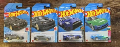 Lot Of 4 Hot Wheels New Sealed Subaru 22B-STi WRX STI Mazda RX-7 Nissan GTR