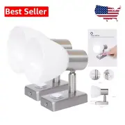Elegant Nickel 12V LED Reading Light with Dimming & Night Light Feature (2-Pack)