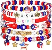 JULMELON 6 PCS Stretch Bracelets, Crystal Beaded Stretch Bracelet Set for Birthday Party Gifts Accessories