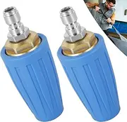 Pressure Washer Turbine Head 4000 PSI Professional Turbine Head Spray Nozzle 360 Degree Rotating Pressure Washer Nozzle 1/4inch Quick Connect for Cleaning Brick Concrete,Blue (2)