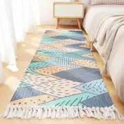 Vintage Textured Tassel Runner Rug, Washable Multicolor Area Rug, Hand-Made&