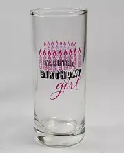 Birthday Girl Shot Glass Pink Candles Barware