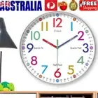 10" Kids Learning Wall Clock Telling Time Teaching Clock Silent Analogue Quarz