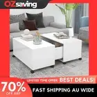 coffee table high gloss white extendable storage 75x75x38 cm 6873