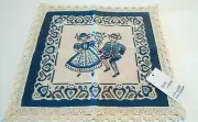 European Courting Couple Needle Point Tapestry Placemat Lace Edge 12" AUDE Home