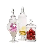 Clear Glass Apothecary Jars 3 Piece Set Decorative Weddings Candy Buffet