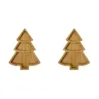 2Pcs Wooden Serving Tray Christmas Tree Tray Plate for Home (Pointy Tree Divided