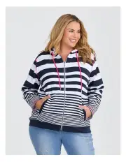 [Taking Shape] Stripe Zip Through Hoodie in Multi