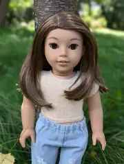 Penny Custom American Girl Doll OOAK Brown Hair Brown Eyes Corinne Freckles