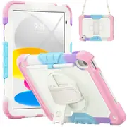 MCC Shockproof iPad (A16) 11" 2025 Strap Rugged Colourful Case Cover Apple 11th Gen inch [Colourful+Pink]