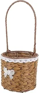 LABRIMP Portable Wicker Basket Candy Basket Bridal Basket Wicker Hand Woven Basket Picnic Storage Basket Baskets Snacks Container Wicker Girl Basket Picnic Basket