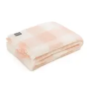 St Albans Mohair Throw Rug Blanket Blush Check