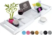 Bamboo Bathtub Caddy Tray with Wine and Book Holder -One or Two Person Bath Tray