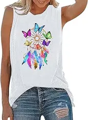 [Generic] Blouses Women Tunic for Women Activewear Tank Tops Sleeveless Yoga Workout Tank Tops Loose Fit Running Exercise Graphic T Shirt 13 House