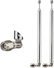 POBADY 2PCS 8 Sections Telescopic Antenna SMA Male Connector Radio Replacement Antenna 73.5cm/28.9IN for TV AM FM Radio Stereo Receiver
