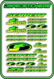 RC STICKERS MODEL CAR SERPENT RACING BRUSHLESS F1 1/10 DRIFT 1/8 BUGGY YEL GRE B