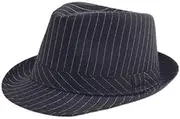 [CaySep] Men Women Classic Black and White Striped Fedora Hat Short Side Manhattan Structured Gangster Trilby Fedora Hat