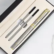 Fountain Pen,Gift Box Packaging Metal Ballpoint Pens School Business Office Roller Pen Writing Stationery Supplies (Color : Brushed Silver, Size : Talla Nica) (Color : Brushed Silver, Size : Talla n