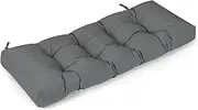 Sutteles Bench Cushion, Waterproof Tufted Memory Foam Cushion with Non-Slip Ties, Bench Cushions for Outdoor/Indoor (Dark Gray, 48x16x4in)
