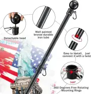 Flag Pole for Outside House - 6ft Heavy Duty Metal Flag Pole Kit, Tangle Free...