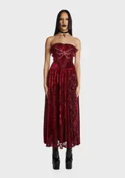 [Dark In Love] Blood Rose Velvet Maxi Dress