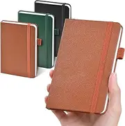 3 Pack Pocket Small Notebook Journals for Women Men, 480 Lined Pages Hardcover Mini Notebooks for Work Travel, 3.7”x5.7” Small Pocket Notepad, Little Cute A6 Notebook for Note Taking Black,Brown,Green