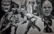 300 MOVIE ORIGINAL Fantasy Art Comic Book Board SPARTA Leonidas Sketch MINT*
