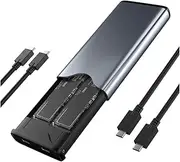 Atelierate M.2 SATA NVME Dual Protocol SSD Enclosure Dual Bay SATA&NVME SSD Case 10Gbps USB Type C SSD Case M.2 Hard Disk Box
