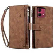 ESEBLE Star Series Compatible For Motorola Moto G84 5G Case RFID Wallet Leather Phone Cover Brown