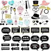 52 Pack Wedding Photobooth Props Kit Wedding Selfie Props Accessories for Wedding, Bridal Shower, Engagement, Bachelor Party Favor Decorations