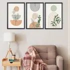 Boho Terracotta Wall Art Sign Decor 16"x11" Set of 3 Wood Framed Living Room ...