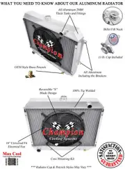 ER 2 Row 1" Radiator 26",16" Fan for 1970 - 1973 Plymouth Barracuda Big Block